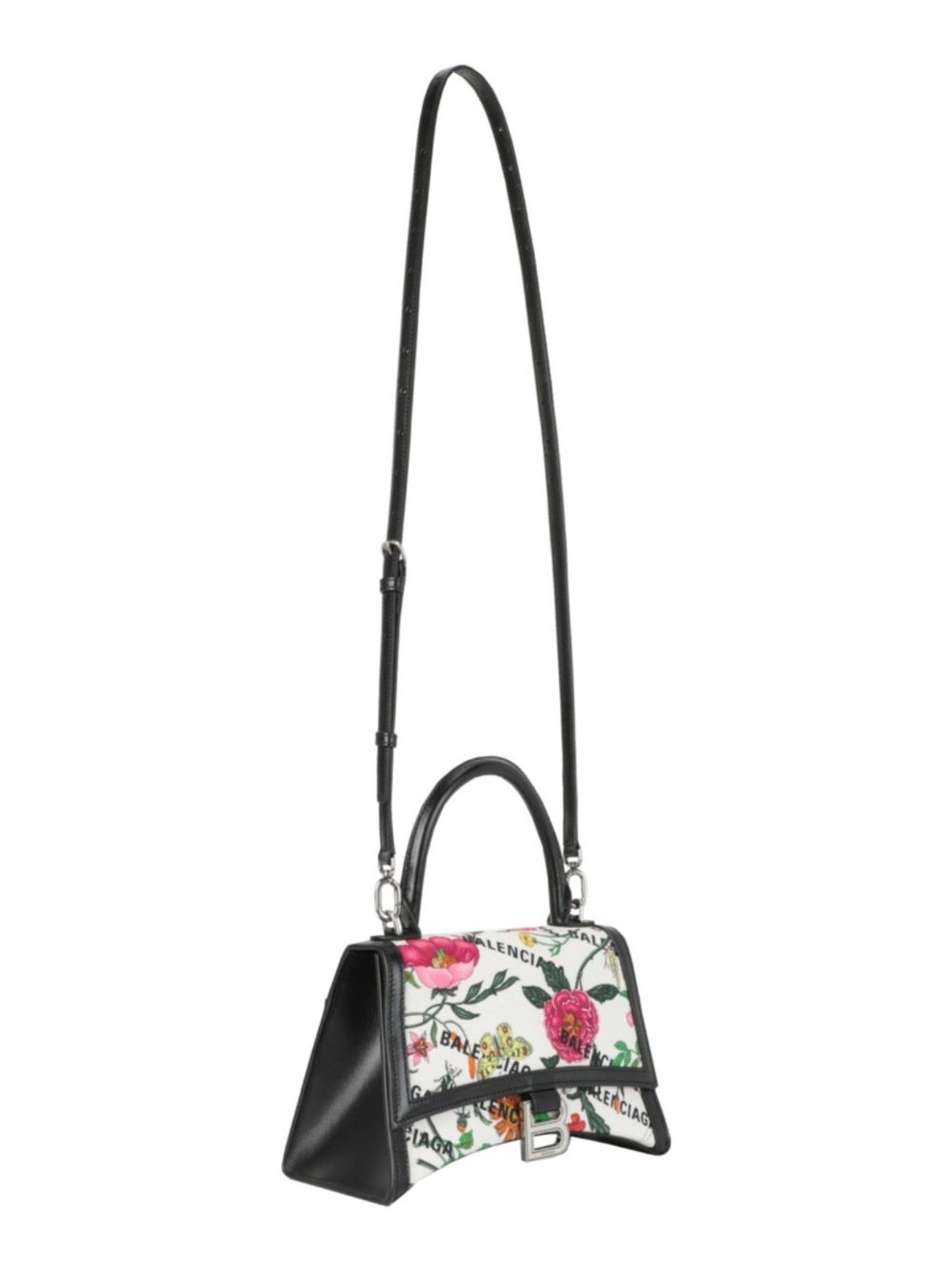 Gucci Floral Print Top-Handle Crossbody Bag in White, Black, Pink, and Green. - Picture 4 of 4